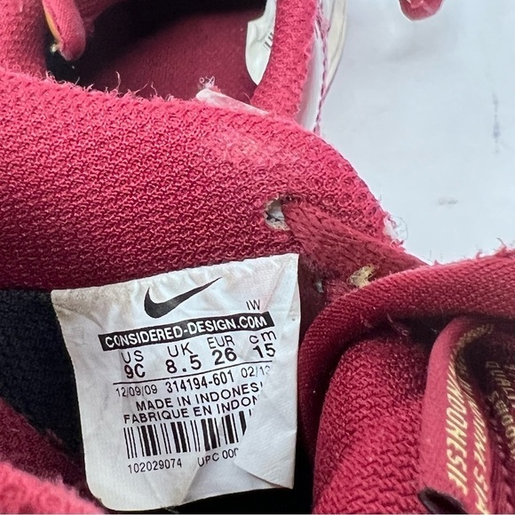 Y2K Nike Air Force 1 Low GS Iron Man Red Metallic Gold Sneakers Child Sz 9 Team - Picture 14 of 15